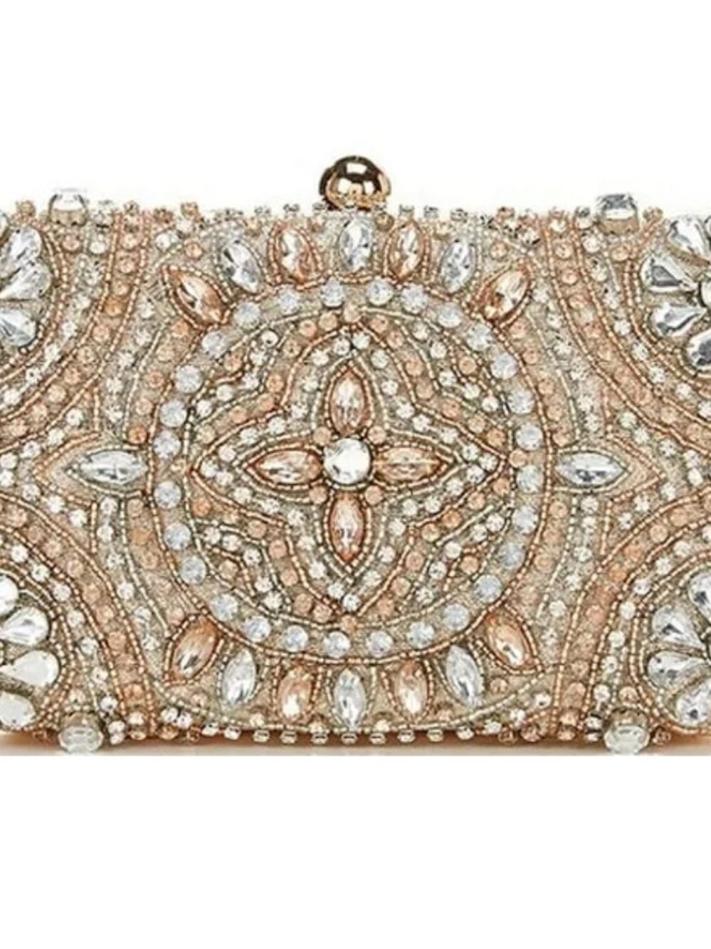 Landry Encrusted Crystal Minaudiere Clutch - Rose Gold - Picture 5 of 5